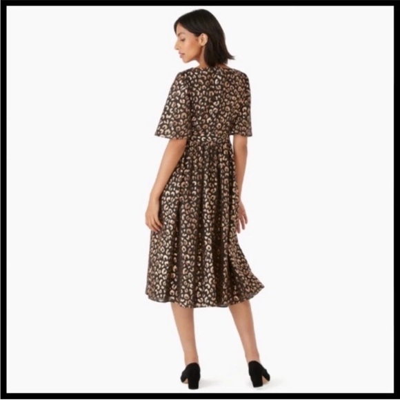 Kate Spade Black and Brown leopard print Midi Dress - Picture 2 of 8